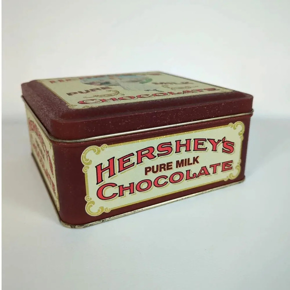 Vintage Hershey's Pure Milk Chocolate Tin Box Canister - Picture 2 of 7